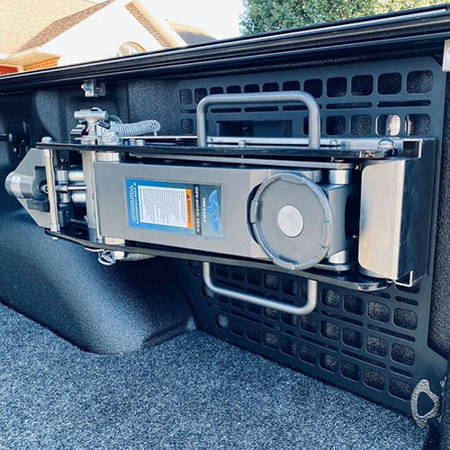 2 Ton "OG" Mount winch installed in a truck's tailgate area, with detailed features visible.