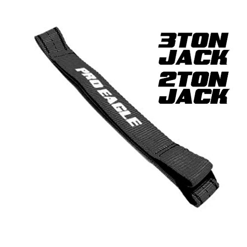 Black 42" anti-rattle strap labeled 'PRO EAGLE' for 2 ton and 3 ton jacks.