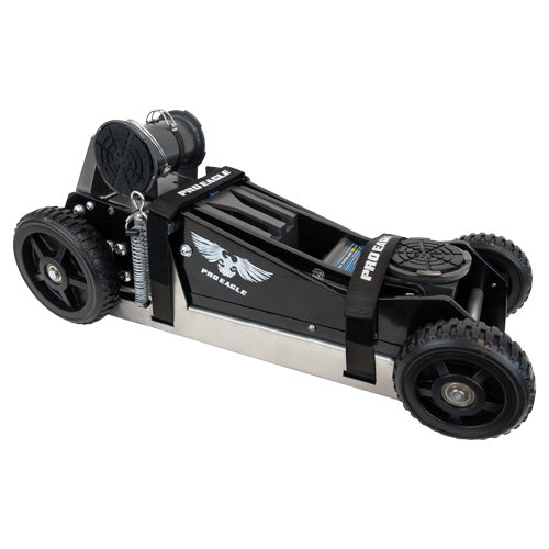 42" Anti Rattle Strap secured on a black and silver metal lawn mower engine.