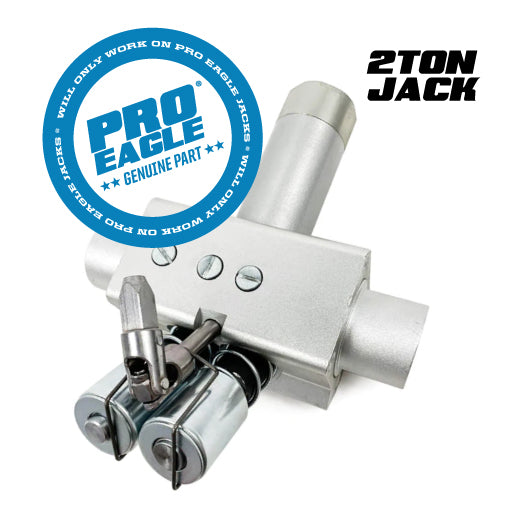 Silver 2 ton jack replacement pump with "Pro Eagle Genuine Part" label.