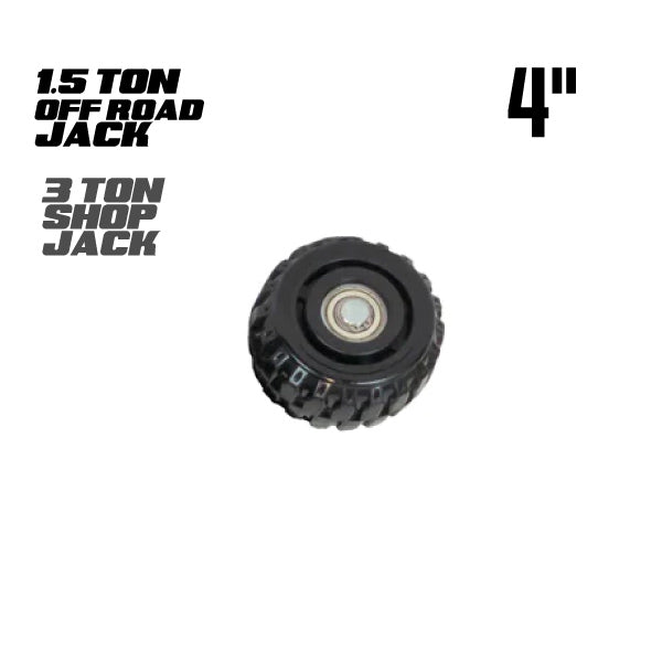 4-inch off road wheel designed for 1.5 ton and 3 ton jacks on a white background